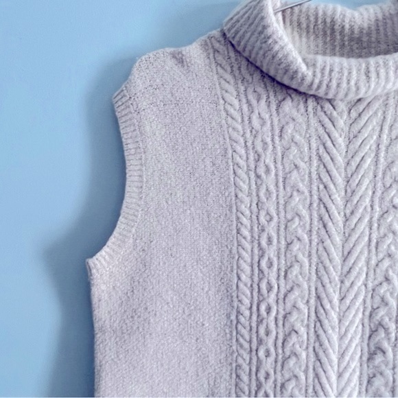 LOFT Cream Cable Knit Turtleneck Sweater Vest S - Picture 3 of 11